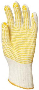 Lot de 10 Paires Gant Coton Tricote Picots Jaune 1 Face