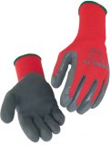 Lot de 10 Paires Gants polyamide rouge enduction latex gris